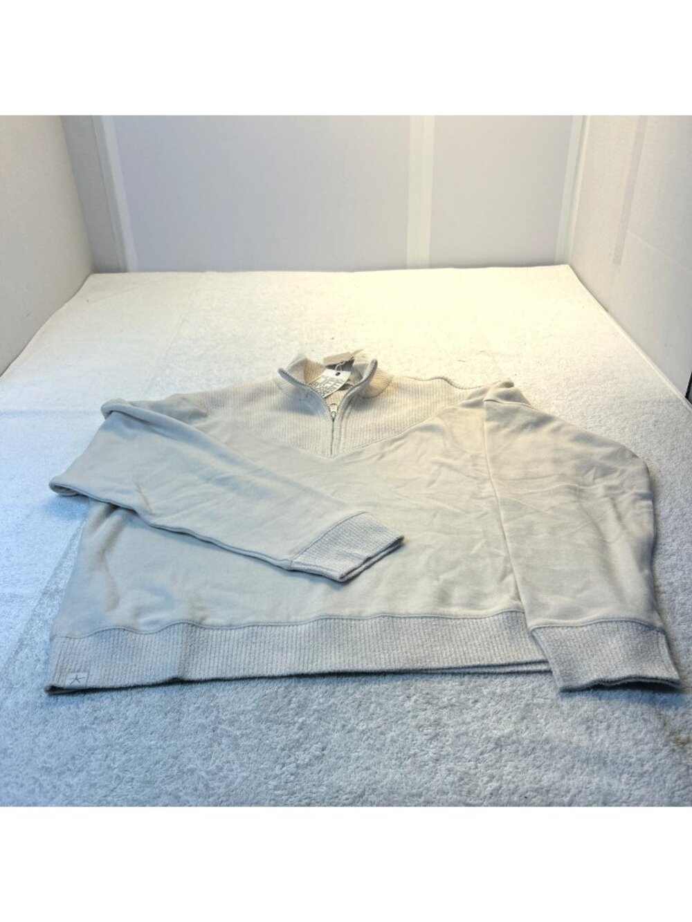 Barefoot Dreams Malibu Collection 1/4 Zip Pullover Sand Dune SZ S New w/Tags